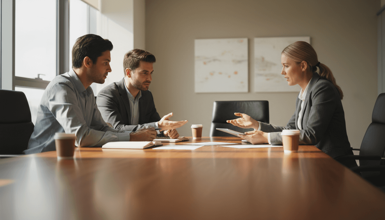Professional consultation meeting at an office desk